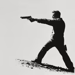 the silhouette of a man holding a gun