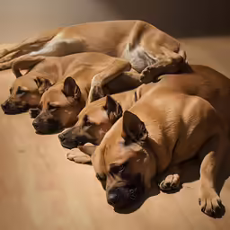 there are two large dogs that are laying down