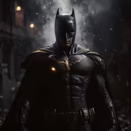 a man in a batman costume is standing on a street