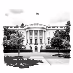 the white house has two flags on each side