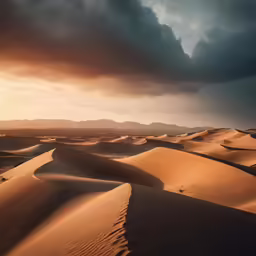 dark clouds over a desert, where there are no sand dunes