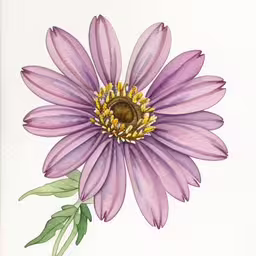 a drawing of a flower on a white sheet,a drawing of a pink flower on white paper