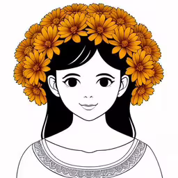girl with flowers in her hair,a woman with flowers in her hair