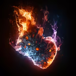 a colorful fire and ice in the dark