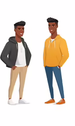 two men in the same sweater pose