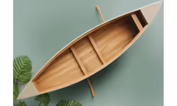 an empty paddle boat with two empty oars