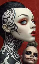 a close up of a person and an individual wearing makeup