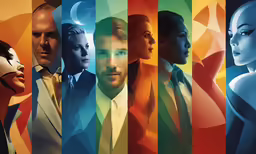 a multi - colored image shows a man and woman together