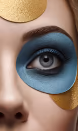 a woman with golden circles on her face