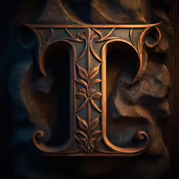 the letter j on display is made out of wood