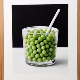 a picture of a glass and white spoon in a bowl