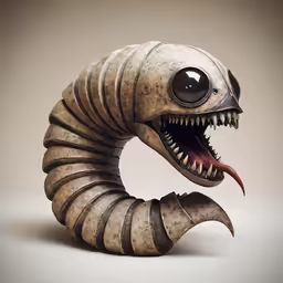 a large metal sculpture of a monster with teeth
