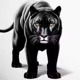 a black panther standing on top of a white floor