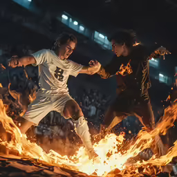 two guys are on the same team on fire