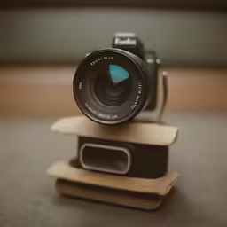 the camera on a coaster is ready to be used