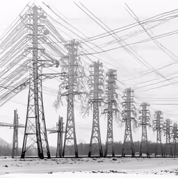 power lines in the snow are shown as they cross over