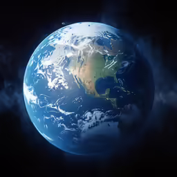 the earth from space shows its lights glow