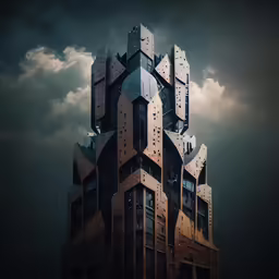 a tall building with a sky background behind it