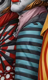 some clowns painted as wallpaper with lots of colors