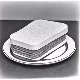 an old photo of a white and gray cake
