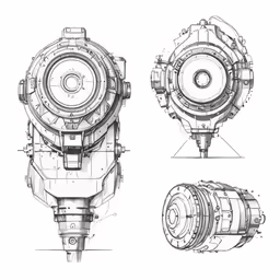 two views of a mechanical device and one in the form of an engine