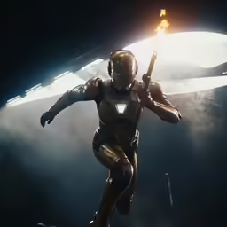a robot is holding a glowing light in the dark