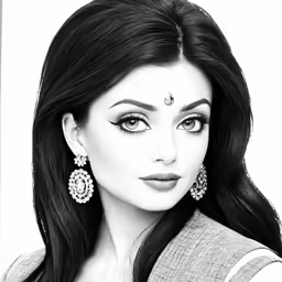 the actress in a black and white portrait