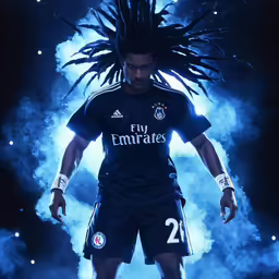 a photo from real - life of a soccer player in action