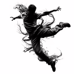 a man is flying through the air doing a kick