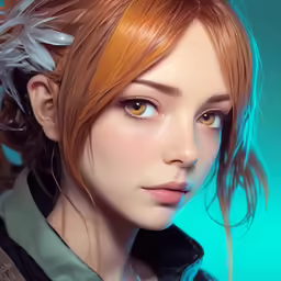 a beautiful young red headed girl with bangs