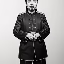 a person with long black hair and an asian outfit