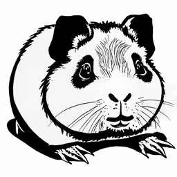 the panda is sitting down on a white surface