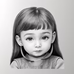 a black and white image of a young girl with a hoop in her ear