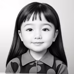 an asian girl in a short black and white shirt