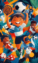 a cartoon boy is holding a tennis racket