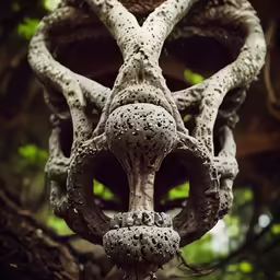 the statue shows intricate patterns made in concrete