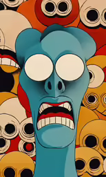 an animated simpsons character is surrounded by many heads