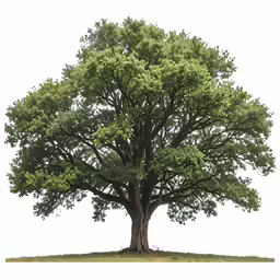 a big tree on a grass covered hill