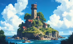 a castle in the sea on top of an island