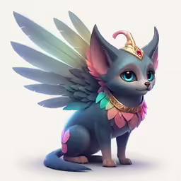 cute illustration of a winged blue kitten