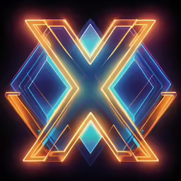 a large 3d x with lights on it