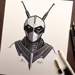 a drawing of darth vader with some markers