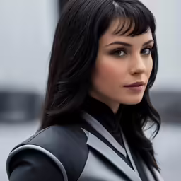 a woman is dressed in an anta suit
