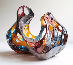 a vase made out of different colored material