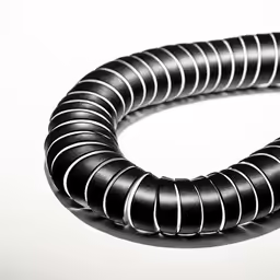 a black coiled piece that has no end is shown