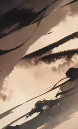 a silhouette of a car traveling through a cloudy sky