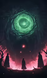 a black and white image of the green portal