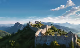 an image of a great wall on top of a mountain
