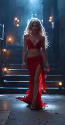 a woman is shown walking down the runway