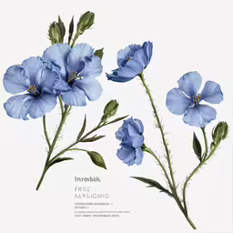 a blue flower drawing with an inscription underneath it,blue flowers on a white background